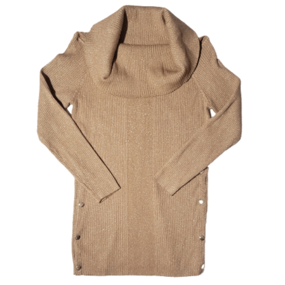 7th Avenue Design Studio New York & Co. Ribbed Cowl Neck Turtle with Side Slits